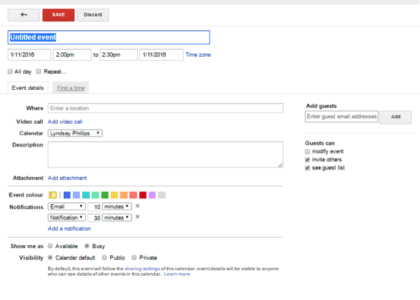 google calendar features
