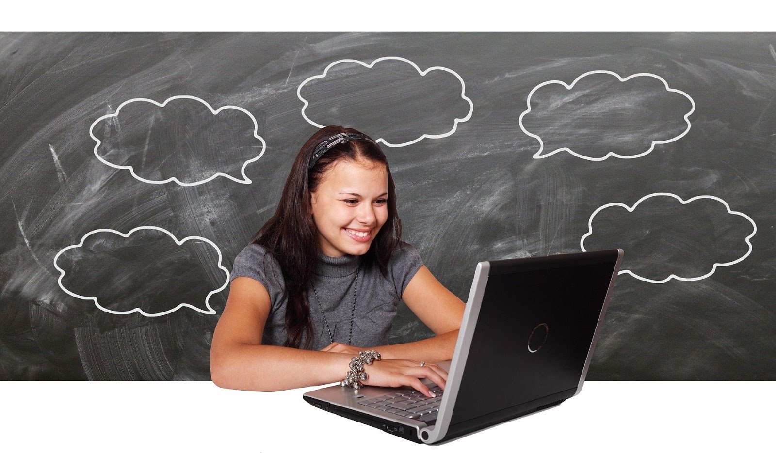 Girl Working With Laptop