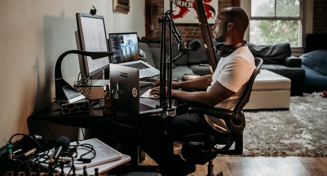 Man working with PC